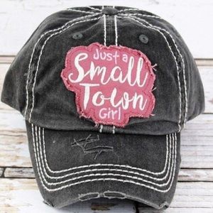 Small town girl grey distressed cap